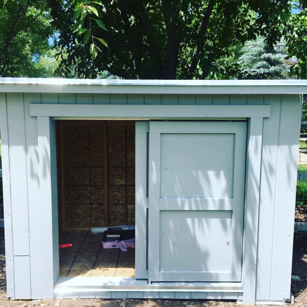Shed with sliding doors